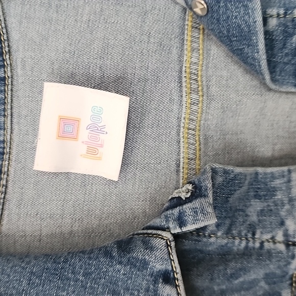Lularoe Blue Denim Jacket with Leopard Print - Picture 2 of 5